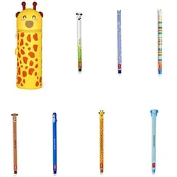 Legami 2-in-1 Federmäppchen Giraffe Silikon + löschbare Stifte