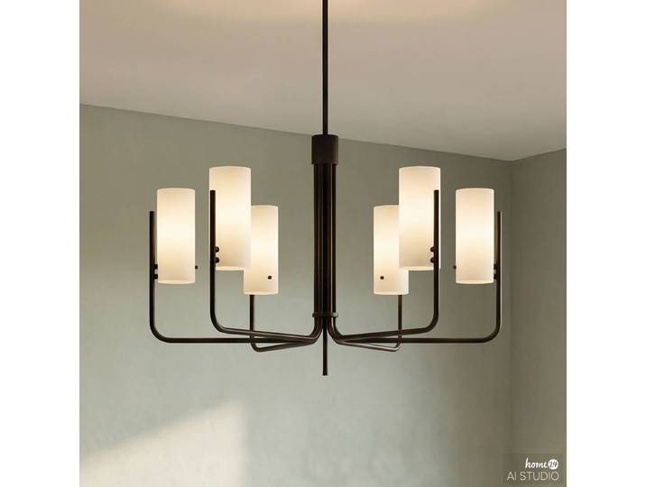 Plafonnier GLOYA 65 x 88 x 65cm Blanc/Noir/Noir Piètement : fer, thermolaqué Abat-jour : verre dépoli E14