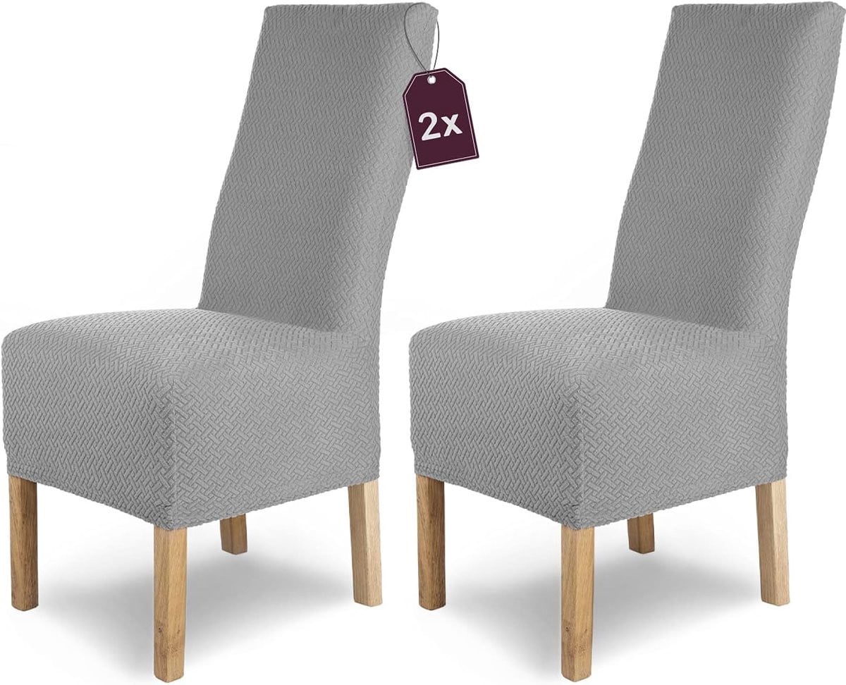 Famanu Set van 2 Elastische Stoelhozen voor Eetkamerstoelen - Microvezel - Grijs
