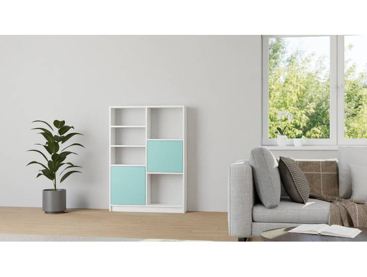 Modernes Regal mit bunten Türen MDF Beschichtet MDF Weiß matt