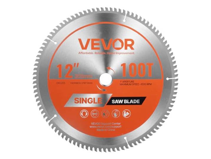 VEVOR Lame de scie circulaire\, Ø 305 mm\, lame de coupe pour scie circulaire\, 100 dents alliage\, arbre 25\,4 mm\, finition soignée\, avec évents de chauffage antibruit\, pour couper aluminium\, acier\, métal