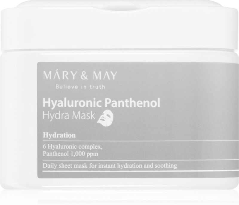 Mary&May Hyaluronic Panthenol Hydra Mask Tuchmasken-Set für intensive Feuchtigkeitspflege der Haut 30 St.