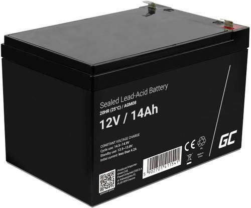 Green Cell AGM08 Bleiakku 12V 14Ah Blei-Vlies (AGM) (B x H x T) 151 x 95 x 98mm Flachstecker 6.35mm Zyklenfest, Wartungsfrei
