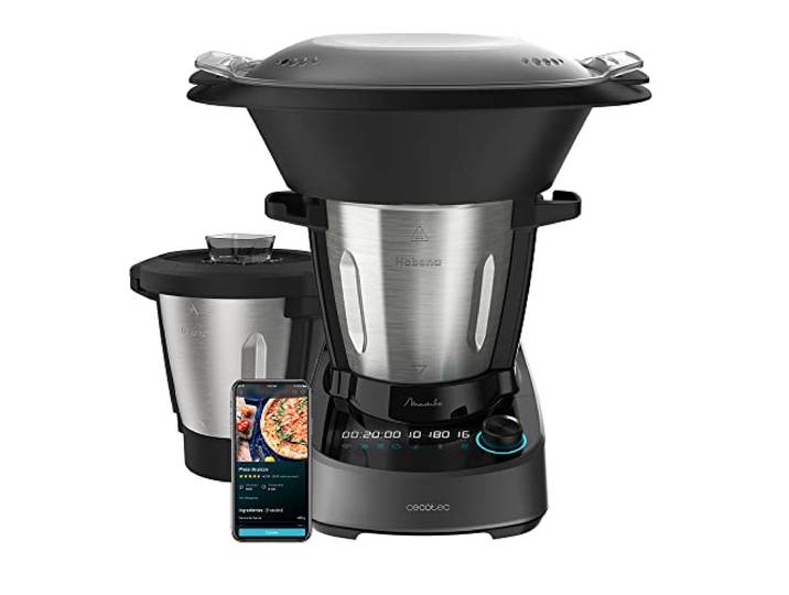 Cecotec Multifunktions-Küchenroboter Mambo 11090 Habana, 37 Funktionen 1600 W, App, Waage, Antihaftbeschichtete Habana-Kanne und 3,3-Liter-Edelstahlkanne, Spülmaschinenfest, Rezeptbuch und Zubehör