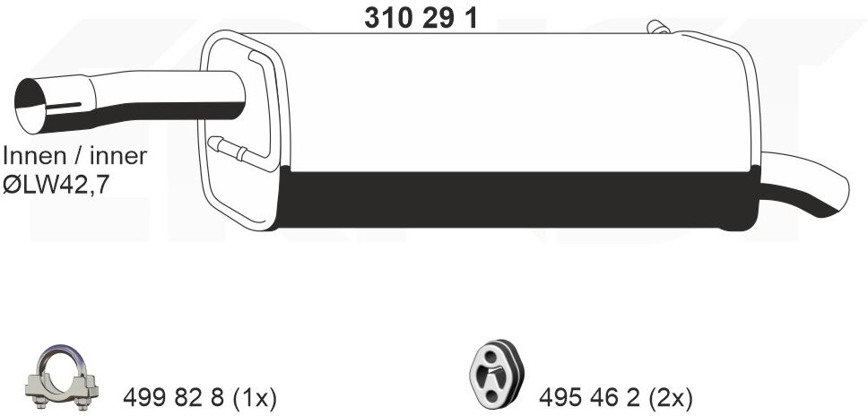 Ernst Endschalldämpfer 310291 Für Ford