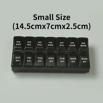 Portable Weekly Pill Organizer Grids For Medicine & Vitamins Storage black Small