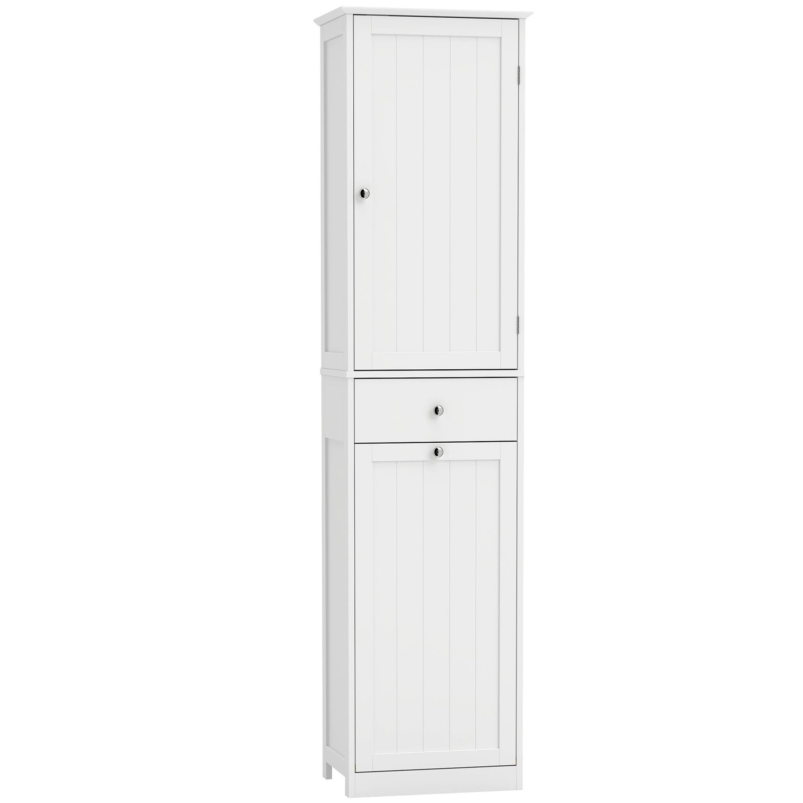 HOMCOM Smalle badkamerkast met kantelbaar wasbak, wit