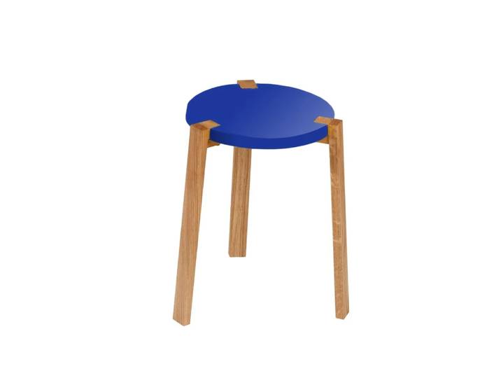 A2 Happy Hocker Blau, Eichenbeine