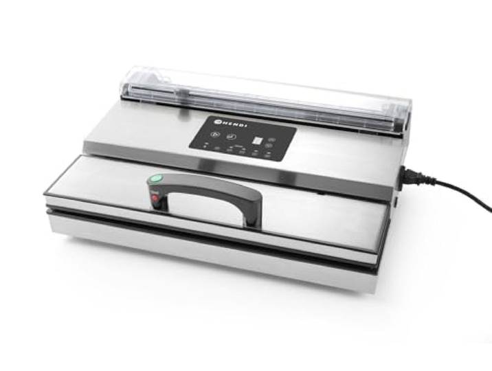 HENDI Vakuumiergerät, Vakuum-Verpackungsmaschine, Verwendbar mit HENDI Beutelrollenhalter 970638, Schweißleiste: 420mm, Doppelpumpe: 16 l/min, 230V, 650W, 490x260x(H)145mm, Edelstahl