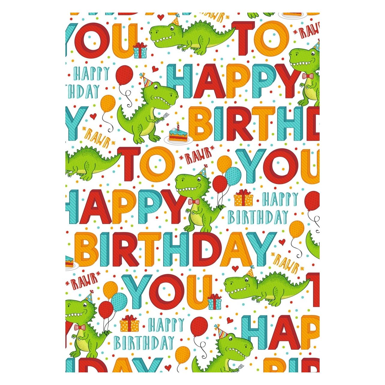 Idena Geschenkpapier Happy Birthday to you Dino 70cmx2m (1x) (69094627)
