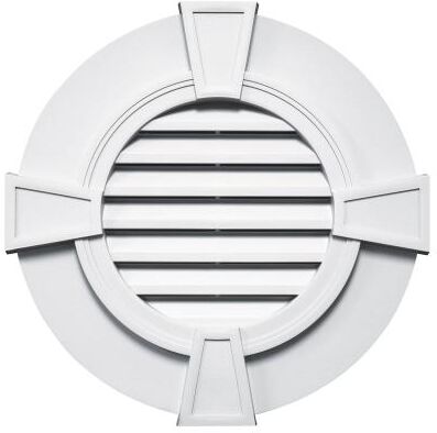 Mid-America Mid America Designer Round Vinyl Gable Vents 30 Inch w/ Keystones 001 White