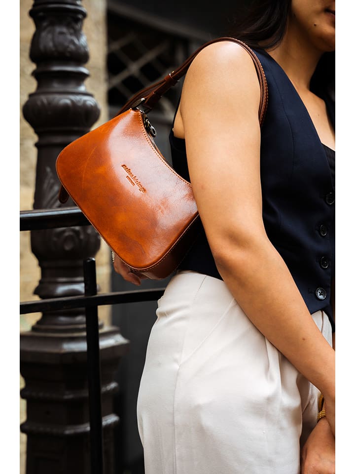 maison héritage PARIS Leder-Schultertasche "Titan" in Hellbraun - (B)26 x (H)17 x (T)7 cm - onesize