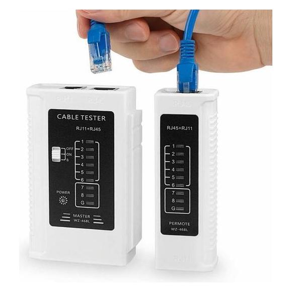 W-Star Tester UTP WS468WH, RJ45, RJ11, STP, Cat5e, Cat7, bílý (Kabeltester) (WS-468WH)