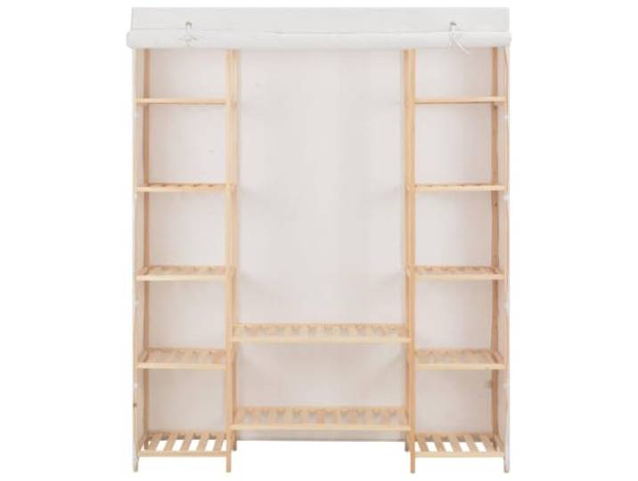 Textilschrank Weiß 135 x 40 x 170 cm mit Holzkonstruktion Textil-Organizer, offene Fächer, Anti-Staub, einfache Montage, Holzrahmen