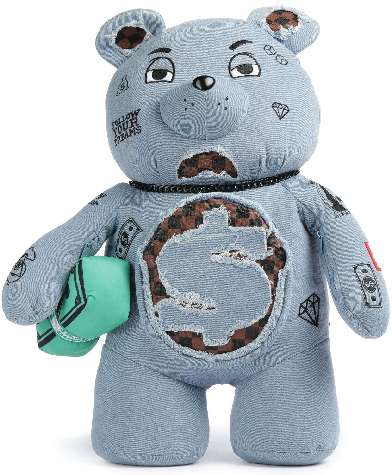 Sprayground Denim Shark Moneybear Rucksack, blau