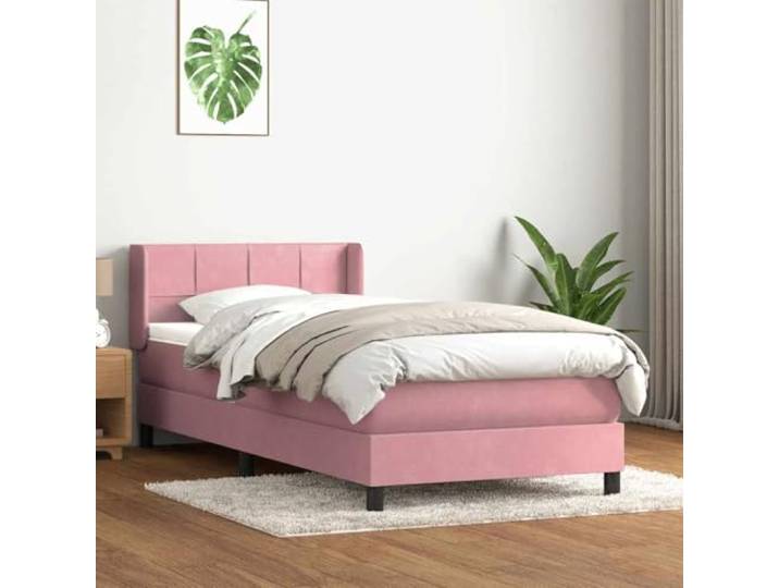RJPLMFV Lattenrost mit Matratze, Rosa, 80 x 220 cm, Velours Taschenfedern, verstellbarer Kopf, waschbar, optimale Unterstützung