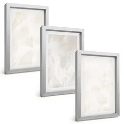 BILDER SET 3er Set - 20x30 cm Silberner Rahmen - Die Struktur von elegantem Marmor