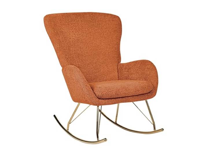 Beliani Schaukelsessel Bouclé Stoff orange/Gold Schaukelstuhl modern elegant edel Anaset