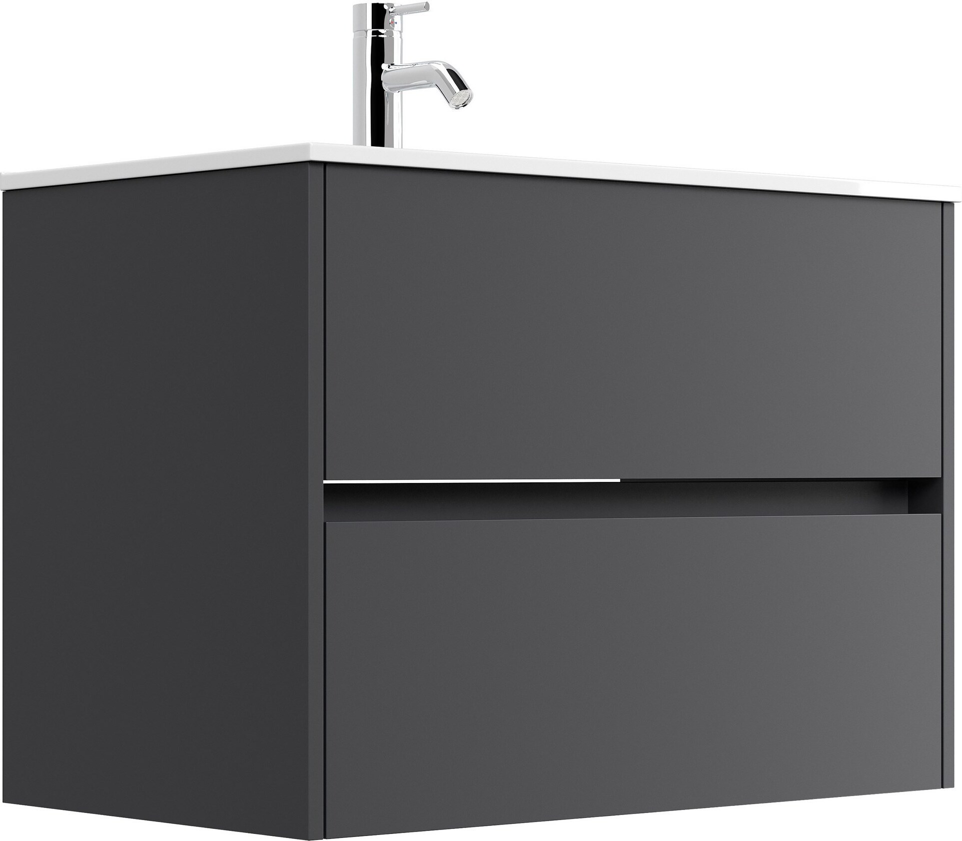 Badmöbel Limes & Waschtisch 80cm 2 Greifraum SoftClose Auszüge weiß Hgl