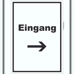 HB-Druck Eingang Aufkleber mit Text und Richtungspfeil rechts Zugang Eintritt hochkant A5 (148x210mm)