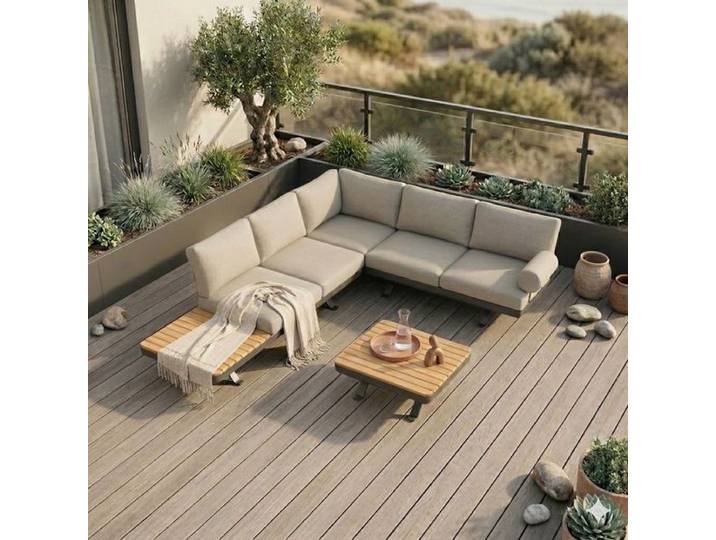 Zebra Sky Ecklounge verstellbar inkl. Loungetisch Aluminium/Sunproof Dunkelgrau