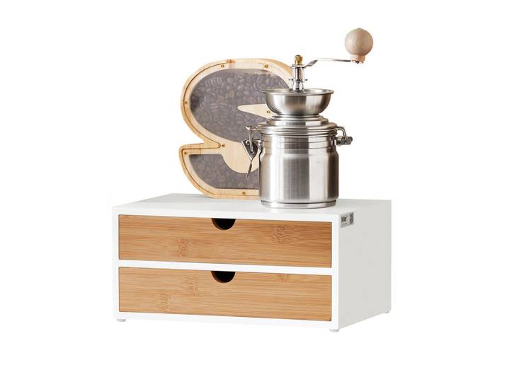 SoBuy Kaffee Kapselständer Weiß-Natur, Naturfarben, Holzwerkstoff, 30x14x20 cm, Küchenzubehör