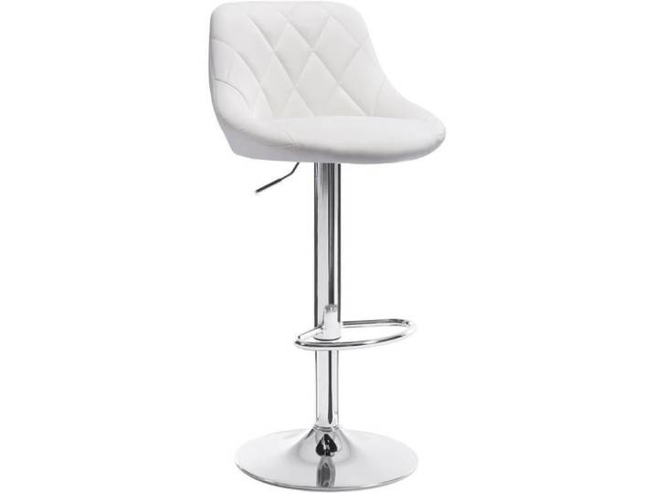 WOLTU Tabouret de bar avec repose-pieds hauteur réglable Tabouret en similicuir siège bien rembourré Blanc
