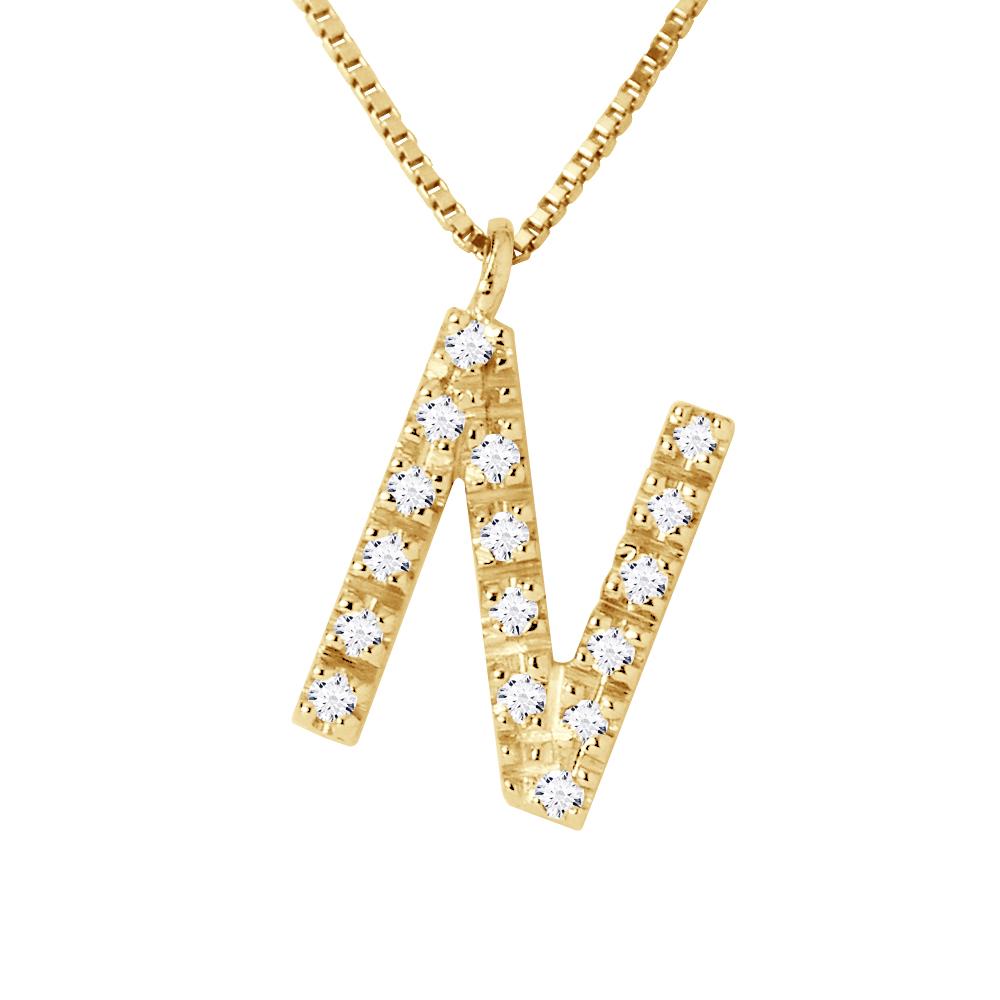 Collar ABC Diamonds 0,08 Cts BRIEF "N" Yellow Gold 18k