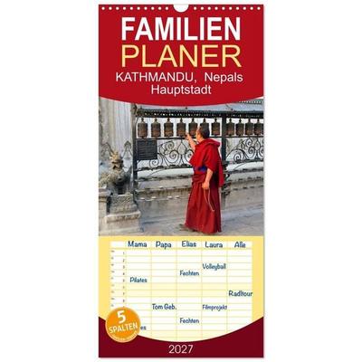 Familienplaner 2027 - KATHMANDU, Nepals Hauptstadt mit 5 Spalten (Wandkalender, 21 x 45 cm) CALVENDO
