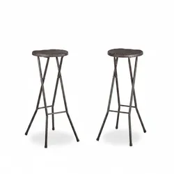 Relaxdays Barhocker klappbar BASTIAN 2er Set, Wetterfest, Höhe 80 cm, Barstuhl Doppelpack, Kunststoff, Tresen, braun