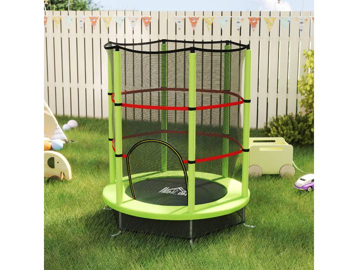 HOMCOM Trampoline Enfant Ø1,4m Filet Sécurité Vert