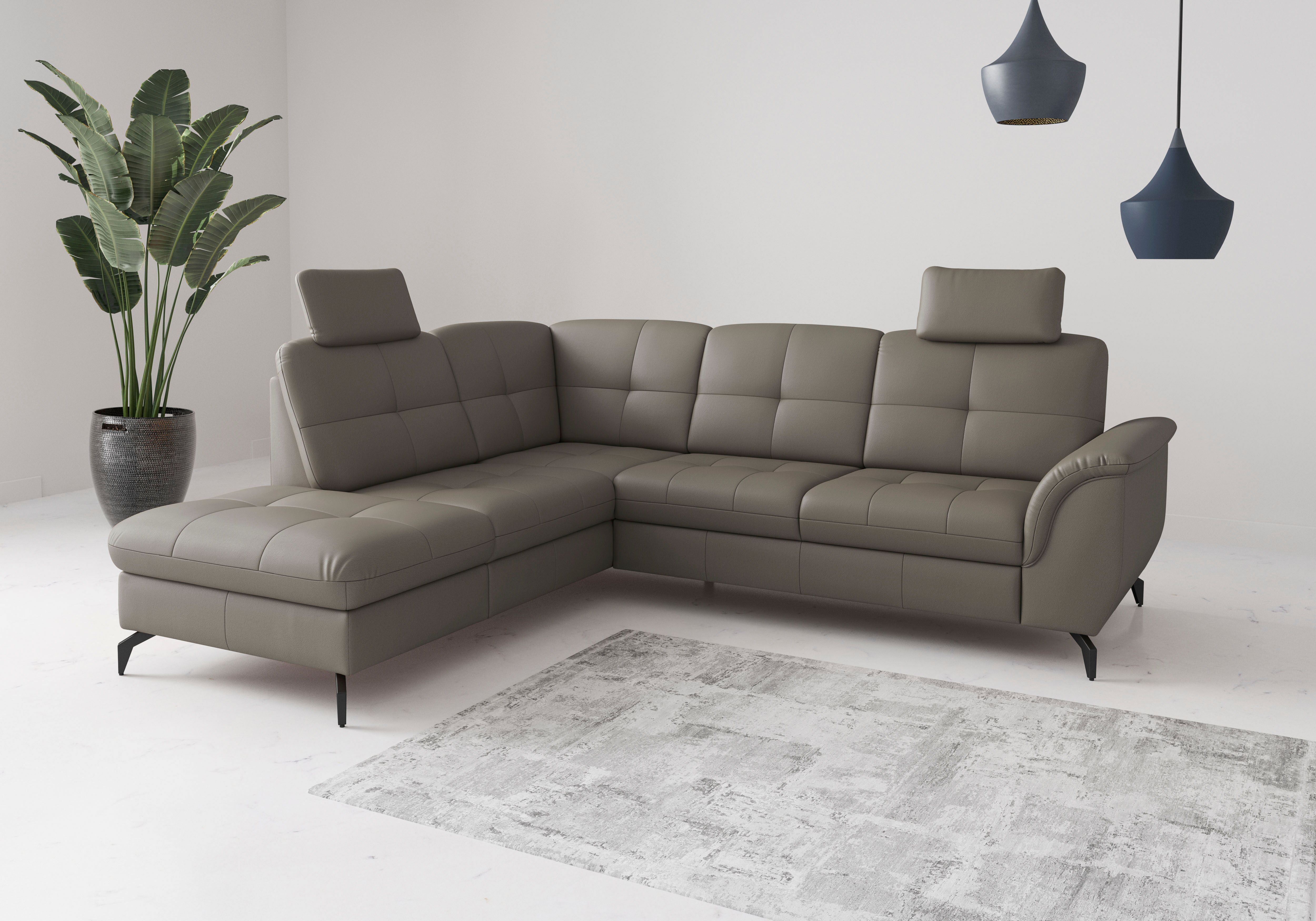 Ecksofa SIT & MORE "Zora", braun (delphine), T:212cm, Sofas, Ecksofa delphine B/H/T: 212cm, NaturLEDER®, Ottomane links,mit Bett,mit Bettkasten