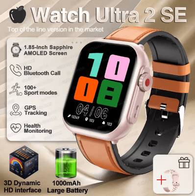 Inspire Picks Ultra 2 SE Smartwatch AMOLED GPS Fitness Watch With Bluetooth Calling pink Leather 1000mah Bty 60 Days