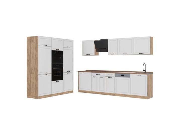 Cuisine R-Line 180cm plan de travail Chêne doré Blanc campagne/Chêne doré Vicco 67783