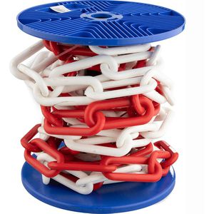 Dörner+Helmer Absperrkette 128959, Länge 6m, aus Kunststoff, Materialstärke 10mm, rot / weiß