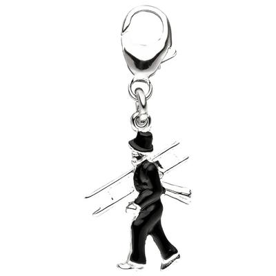 Charm-Einhänger JOBO "Charm Schornsteinfeger", schwarz (silber 925), Charms, Damen, Silber 925 (Sterlingsilber), 925 Silber rhodiniert