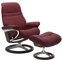 Stressless Sessel mit Hocker Sunrise Signature Leder Rot Batick Bordeaux M (Medium)