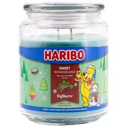 Fragrance and Style GmbH HariboTM Duftkerze Sweet Wonderland, 2 Dochte, HxD: 13 x 10 cm, 100h Brenndauer, Kerze im Glas, Vanille & Kakao, türkis