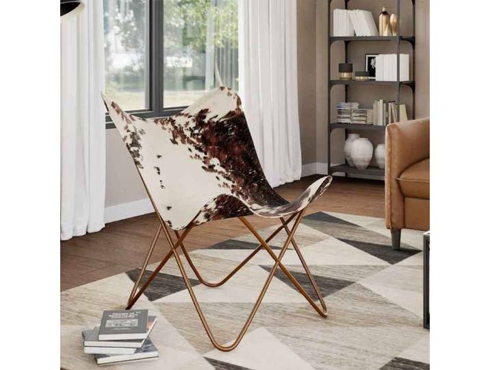 Fauteuil ergonomique - GKK - Chaise papillon marron et blanc cuir de vache(1338)
