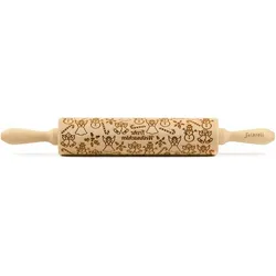 Folkroll Frohe Weihnachten, gross, 43 cm, Wallholz, Braun