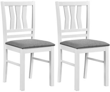 Costway Set of 2 Linen Style Upholstered Kitchen Chairs with Wood Frames-White