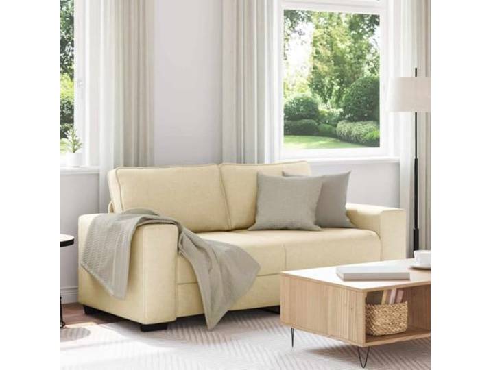 HEFZGDB 2-Sitzer Sofa Creme 140 cm Stoff Polyestergewebe Wohnzimmer Sitzmöbel mit Breiten Armlehnen und Robustem Holz Metall Gestell für Büro Gästezimmer Gemütliches Relaxen