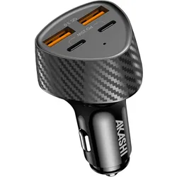 Akashi 37W Autoladegerät 2x USB 3.0 + 1x USB-C Power Delivery, Auto Adapter, Schwarz