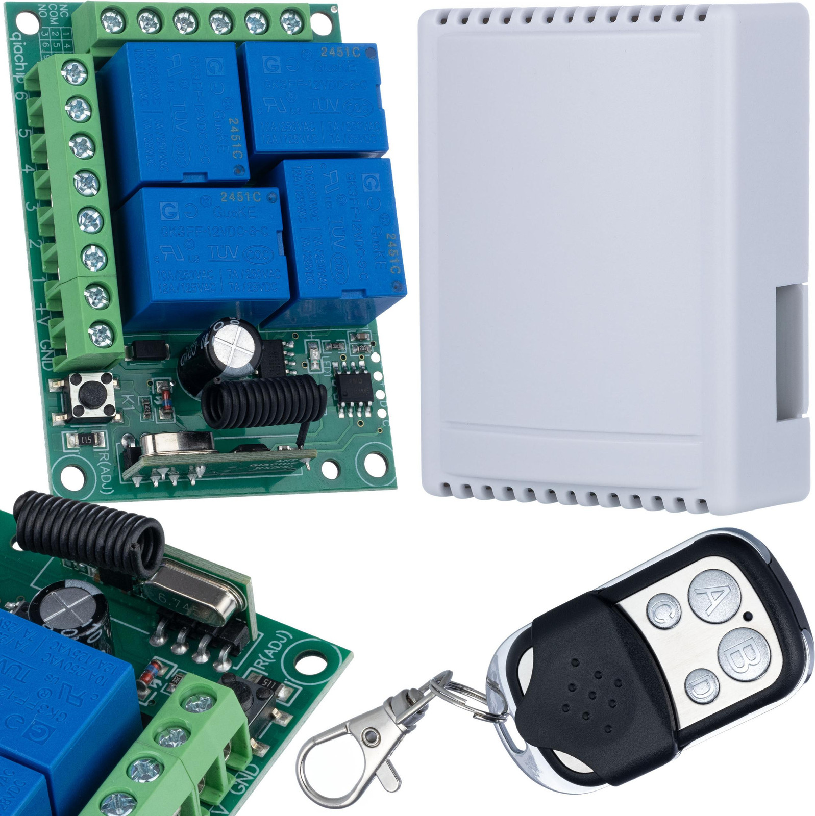 ROSFIX Relaismodule 433MHz met Afstandsbediening – 4-Kanaals, 12V DC