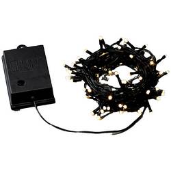 Konstsmide 3728-130 Lichterkette Außen batteriebetrieben Anzahl Leuchtmittel 80 LED Warmweiß Beleuchtete Länge: 7.9 m mit Schalter, Timer, gefrostet