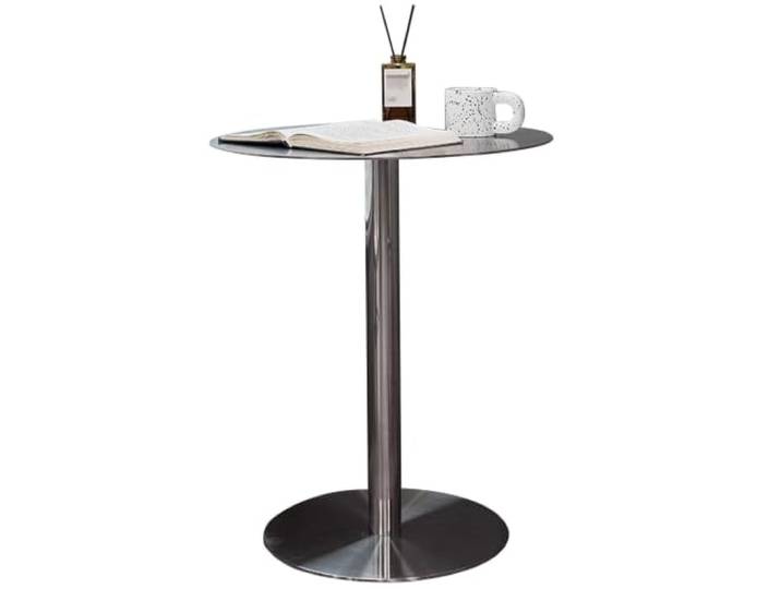 Runder Bistrotisch Edelstahl Bartisch Küchentisch Esstisch Rundes Gestell Rostfrei, Kreisförmig, Stabil, Bar, Café, Balkon, Terrasse, Restaurant, Hotel, Lounge(50x50x75cm)