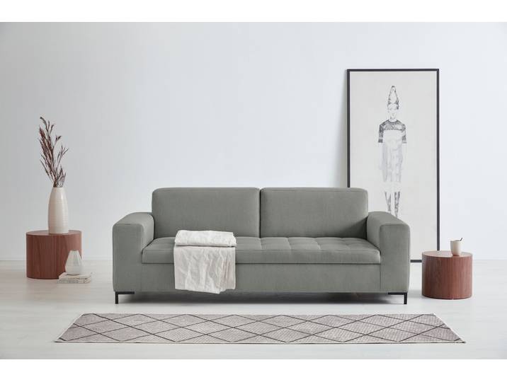 3-Sitzer GOODPRODUCT Grazzo, zeitlos und elegant, moderne Sitzheftung , grau (taupe), B:218cm H:80cm T:90cm, 100% Polyester (recycelt), Sofas, 3-Sitzer, hochwertige Stoffe aus recyceltem Material, Steppung im Sitzbereich
