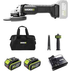 Worx Professional WU809.2 Akku-Winkelschleifer 125 mm bürstenlos, inkl. 2. Akku, inkl. Ladegerät, mit Zubehör, inkl. Tasche 20 V 5 Ah