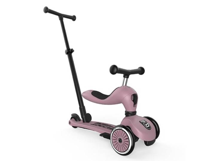 Scoot & Ride Highwaykick 1 Push and Go – 2in1 Laufrad & Scooter mit Eltern-Schiebestange – Kinderroller ab 1 Jahr – höhenverstellbar, Safety Pad – bis 50 kg – Farbe: Wildberry