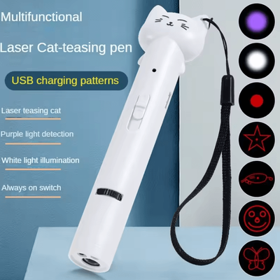 Inspire Curations LaserPounce USB Rechargeable Interactive Cat Laser Toy white